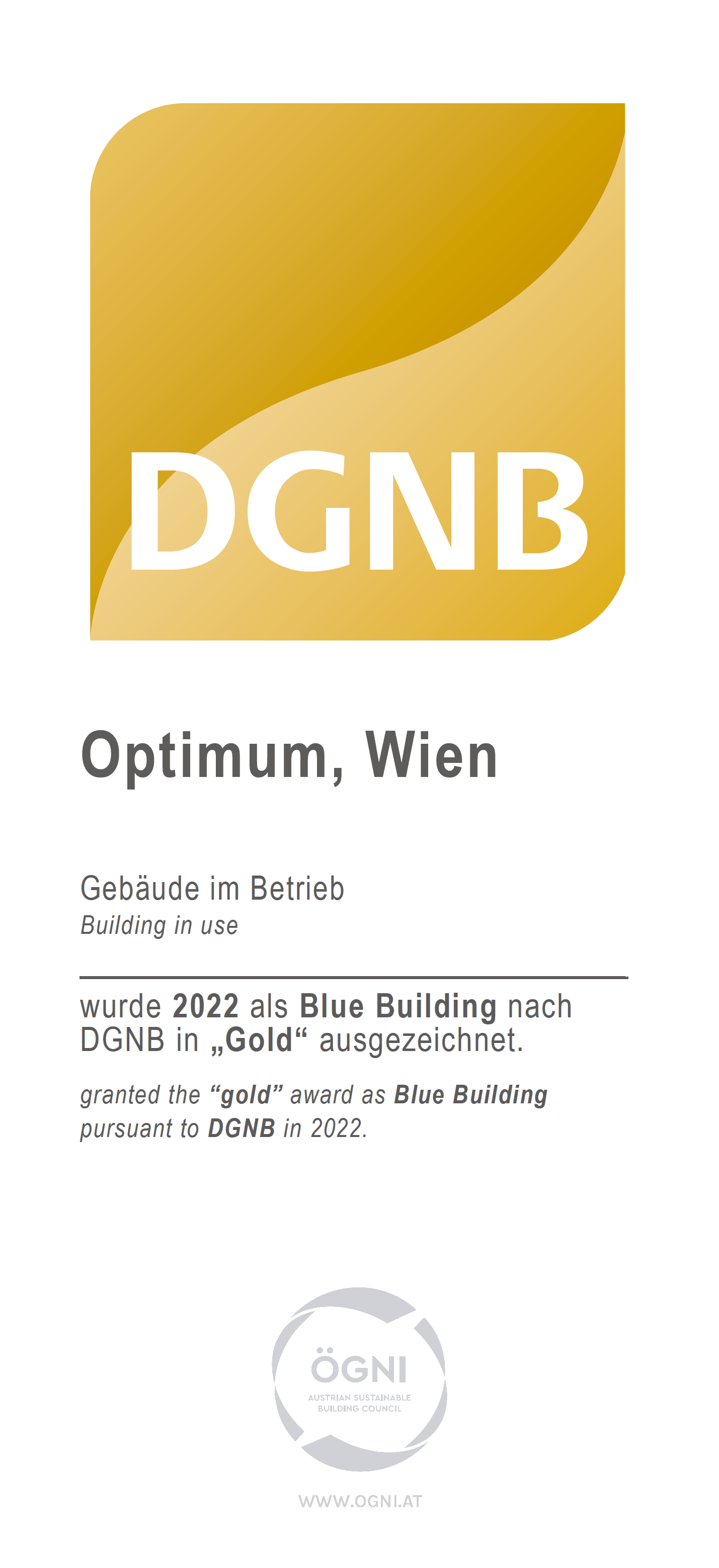 DGNB Blue Building "Gold" 2022